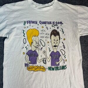 Rare Vintage 90s Beavis and ButtHead French Quarter Bourbon T Shirt Large